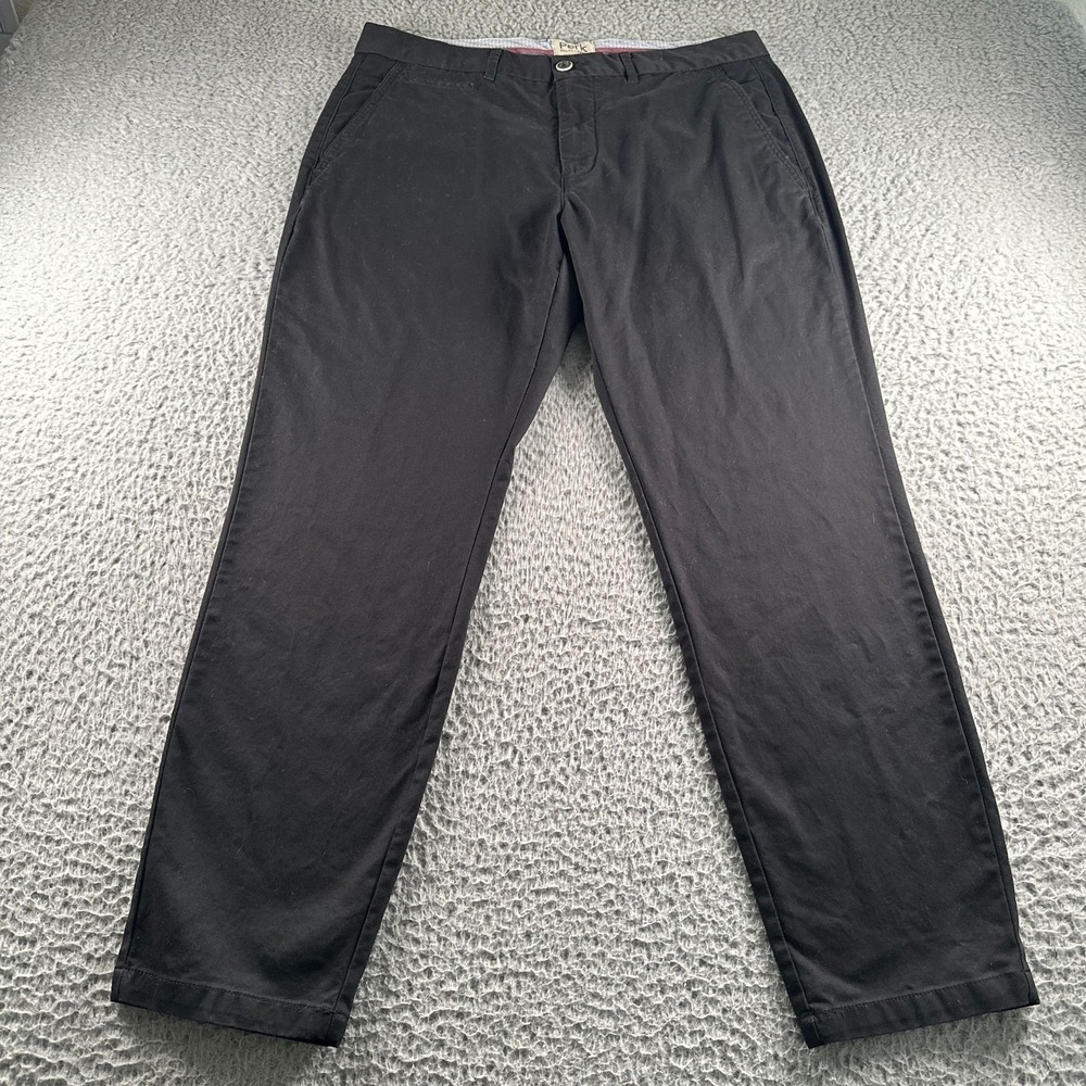 Perk Pants Mens 36x30 Slim Fit Stretch Chino Black Straight Leg Casual Workwear